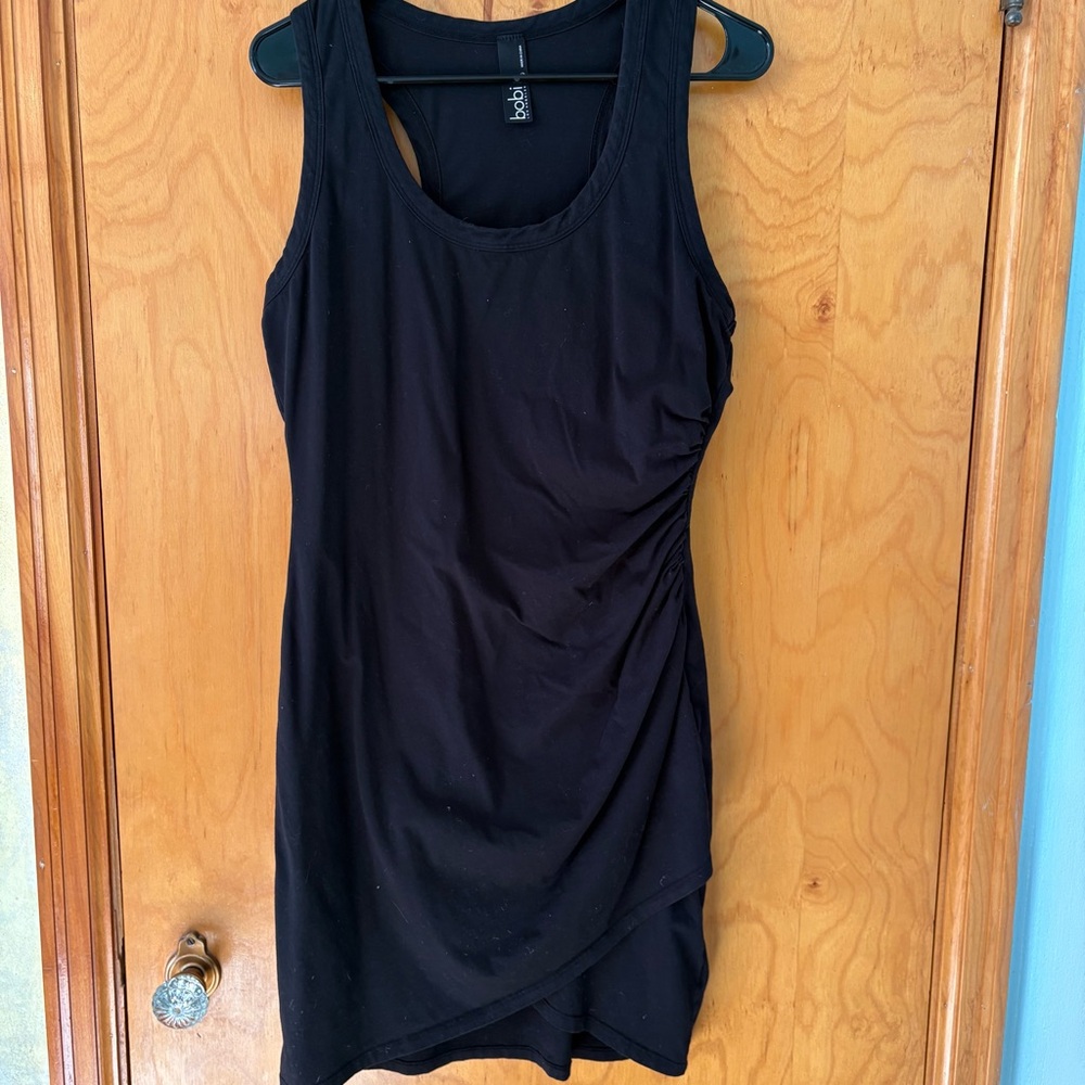 Comfy LBD Ruched Asymmetrical Dress